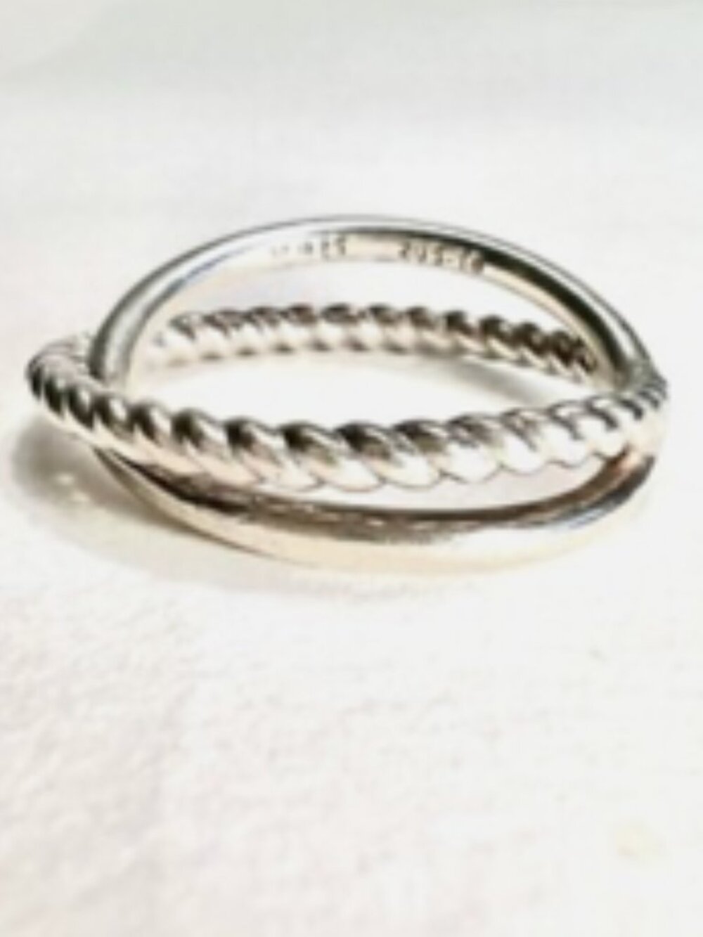 Ring - 925 Sterling Silver Twisted Rope Ring - Minimalist - Size 7.5 - VGUC
